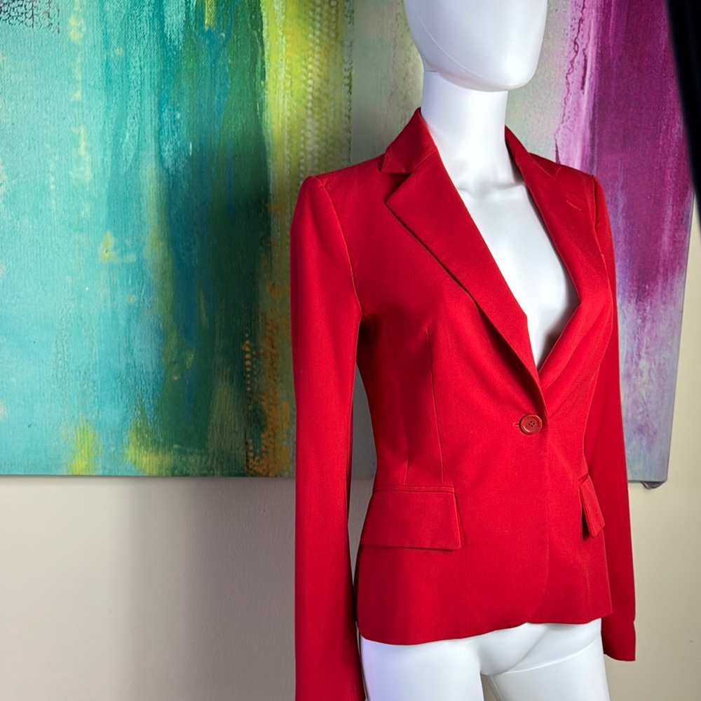 Zara Red Tailored Blazer with Notched Lapels